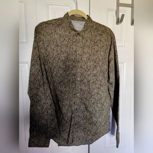 Calvin Klein Jeans Olive Pattern Button Up Shirt Small